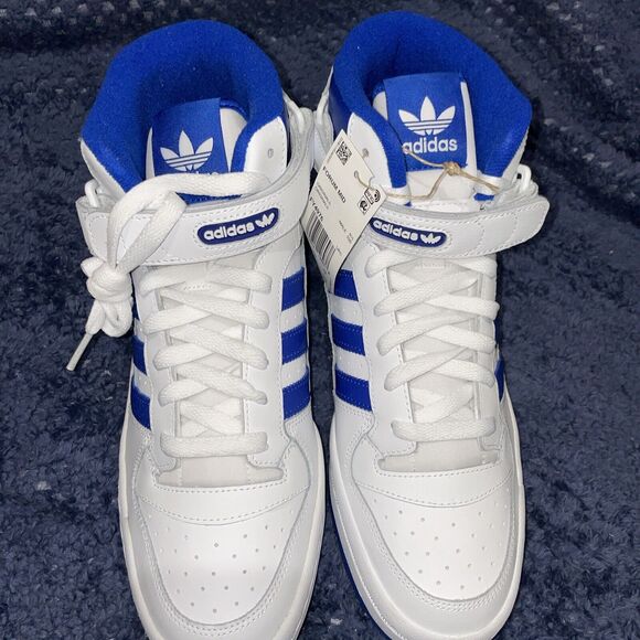 Adidas Forum Mid Originals Shoes White/ Royal Blue FY4976 Size 10 - Picture 3 of 10